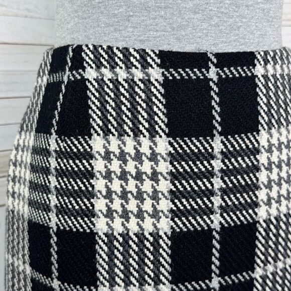 Eddie Bauer Plaid Wool Blend Tweed Pencil Skirt Black White 8 Tall - Picture 5 of 11